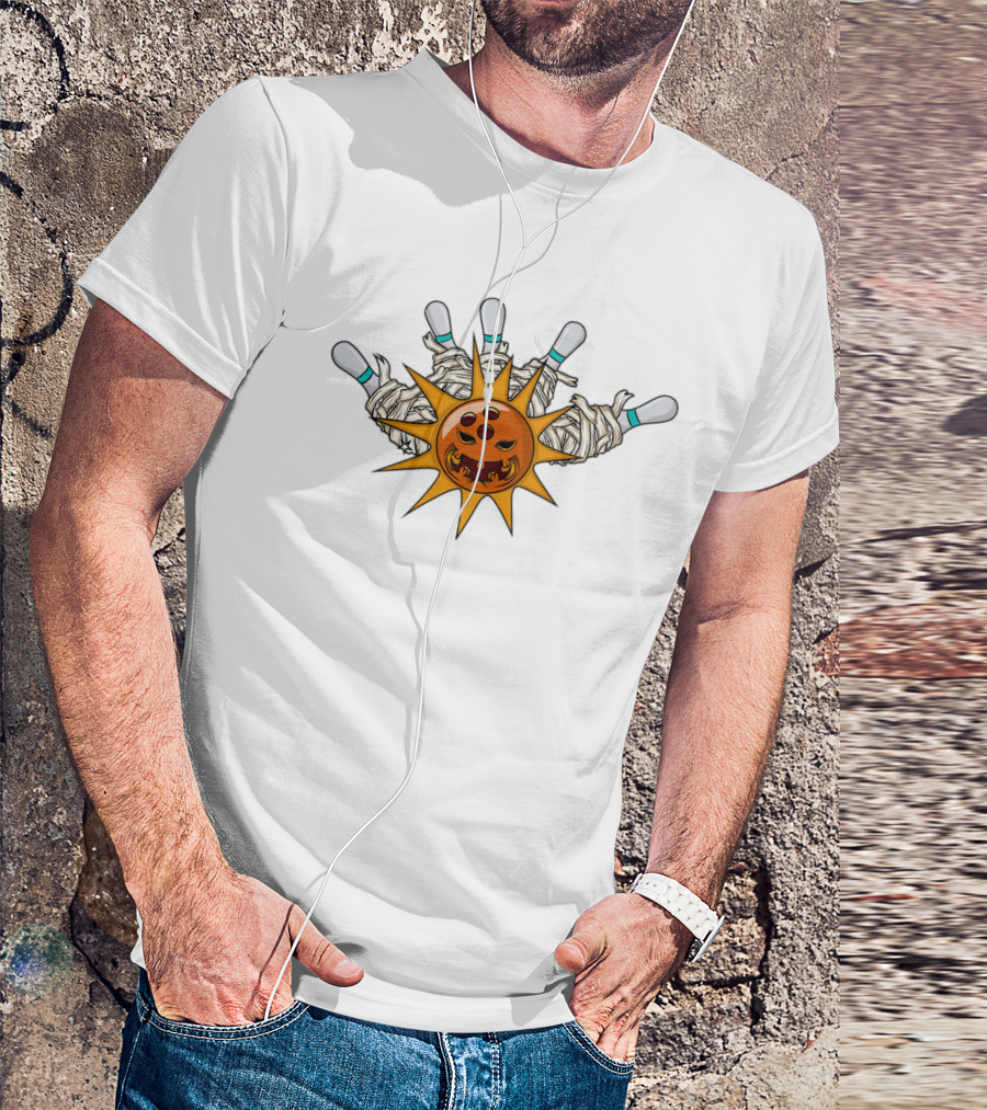 Halloween Jack O Lantern Bowling Mummy Pins Funny Bowler T-Shirt