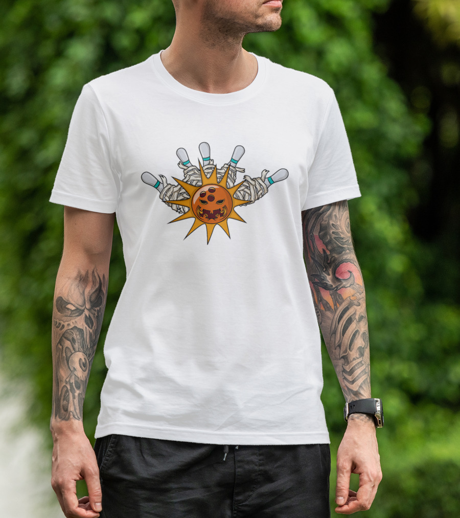Halloween Jack O Lantern Bowling Mummy Pins Funny Bowler T-Shirt