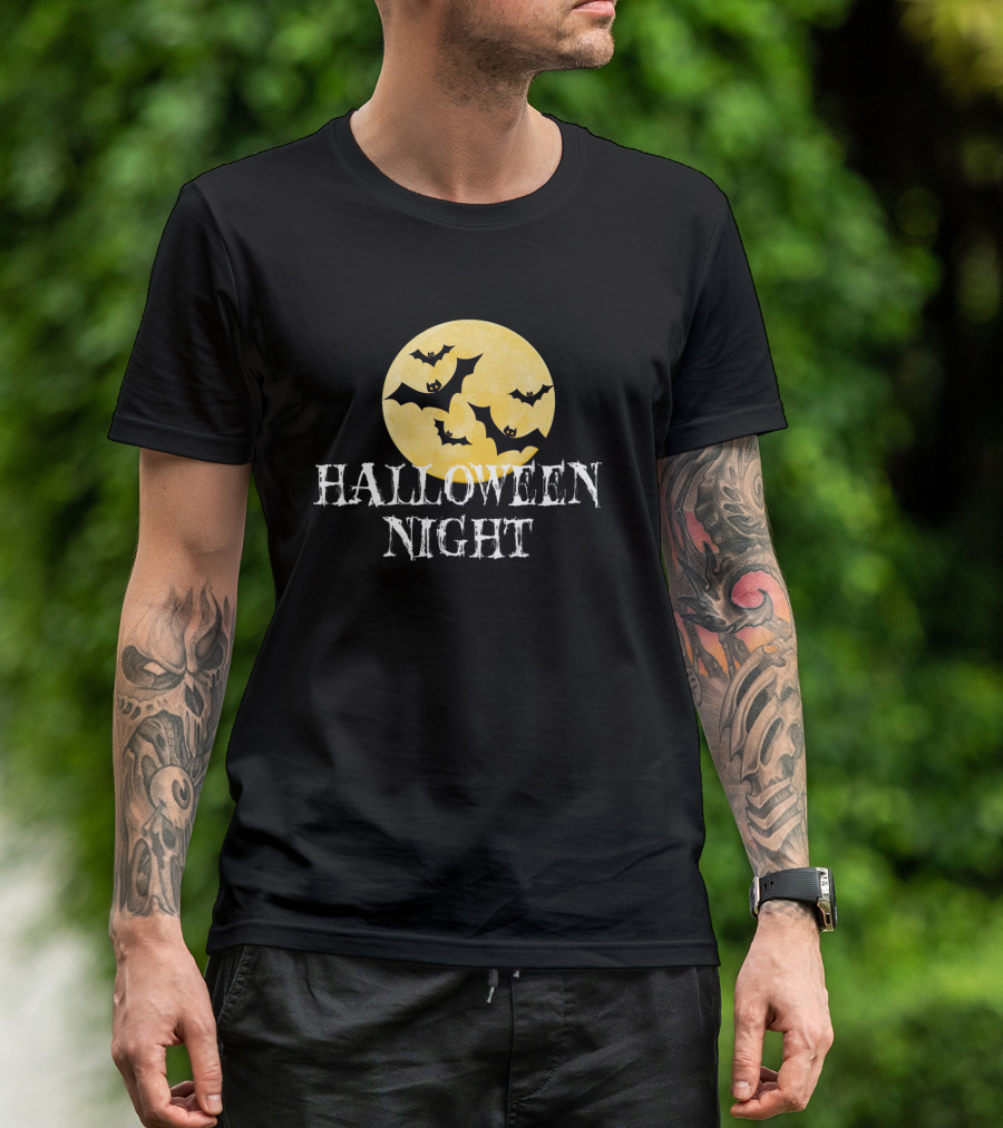 Halloween Night Horror Bats Moon T-Shirt