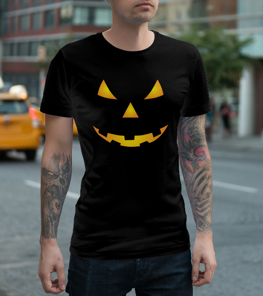 Halloween Pumpkin Face Glowing Smile T-Shirt