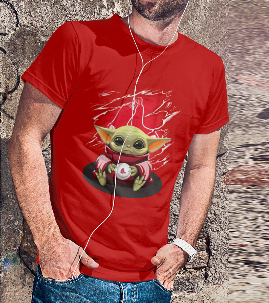 Yoda Holding Baseball In Front Of Boston Red Sox Socks T-Shirt
