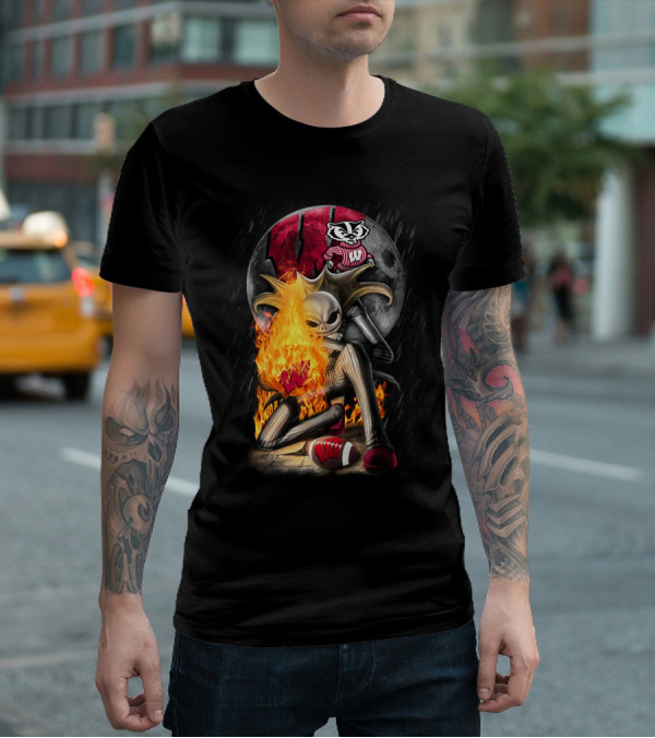 Jack WB Wisconsin Badgers Nightmare Crossover Football T-Shirt