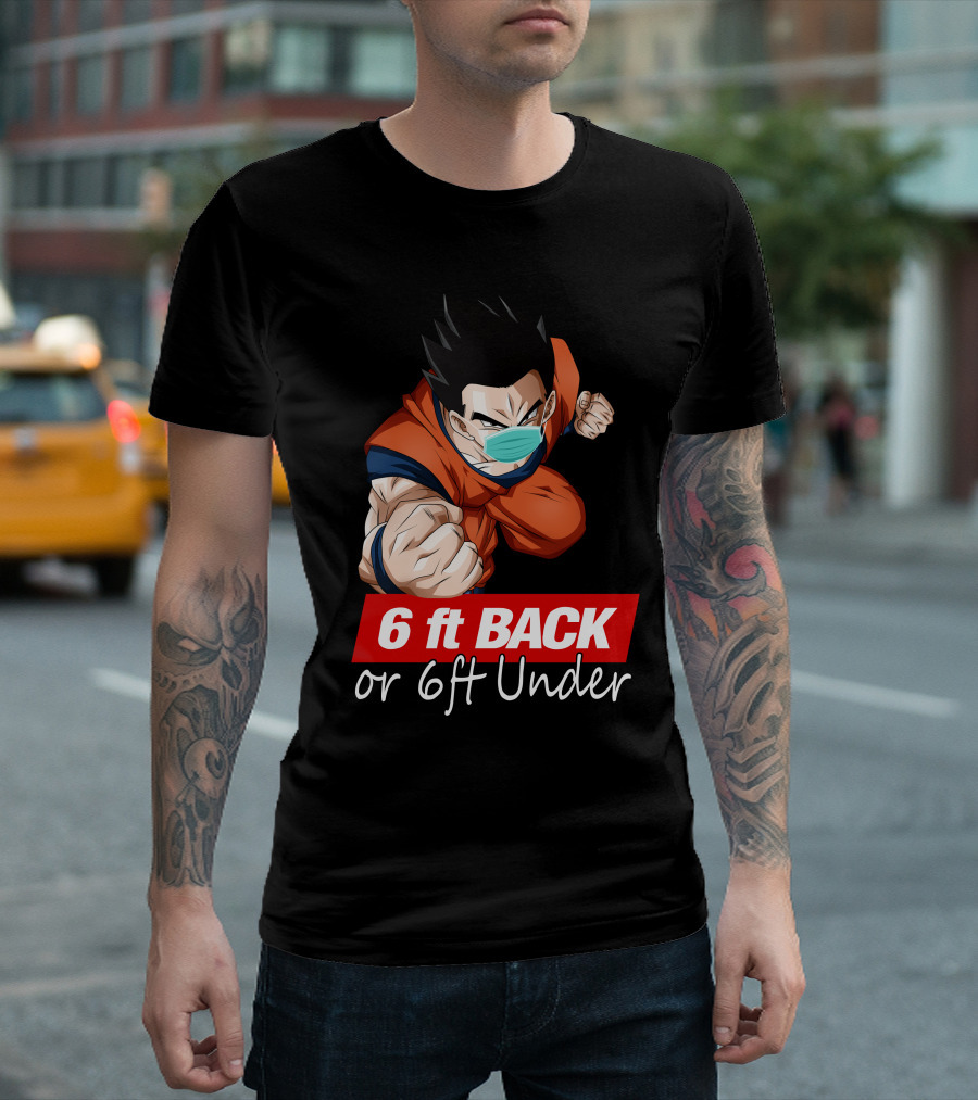 6 ft Back or 6 ft Under Gohan Wearing Mask in Orange Battle Suit T-Shirt