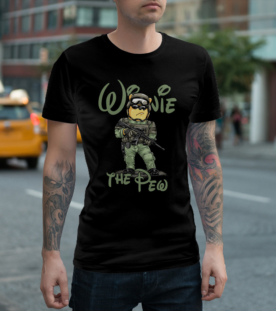 Winnie the Pew Tactical Bear with Sunglasses and Rifle T-Shirt