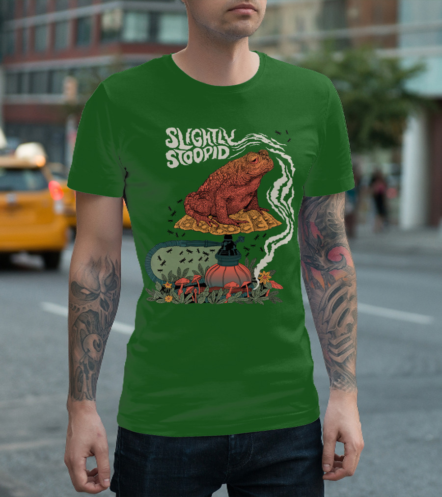 Slightly Stoopid Toad on Hookah with Mushrooms and Smoke T-Shirt