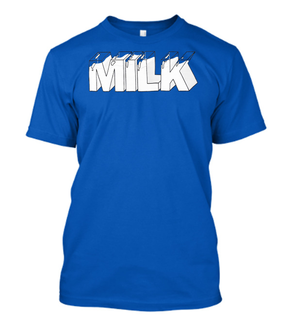 Ted Nivison Milk Merch Bold Blue Text T-Shirt