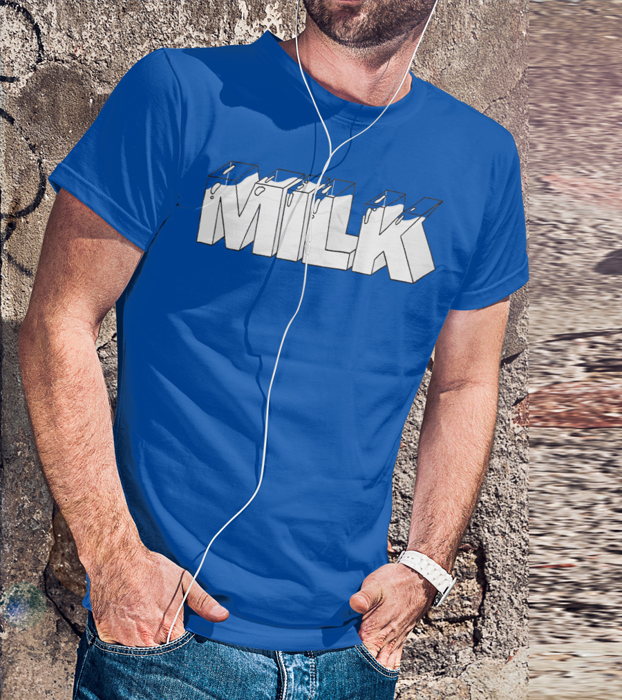 Ted Nivison Milk Merch Bold Blue Text T-Shirt