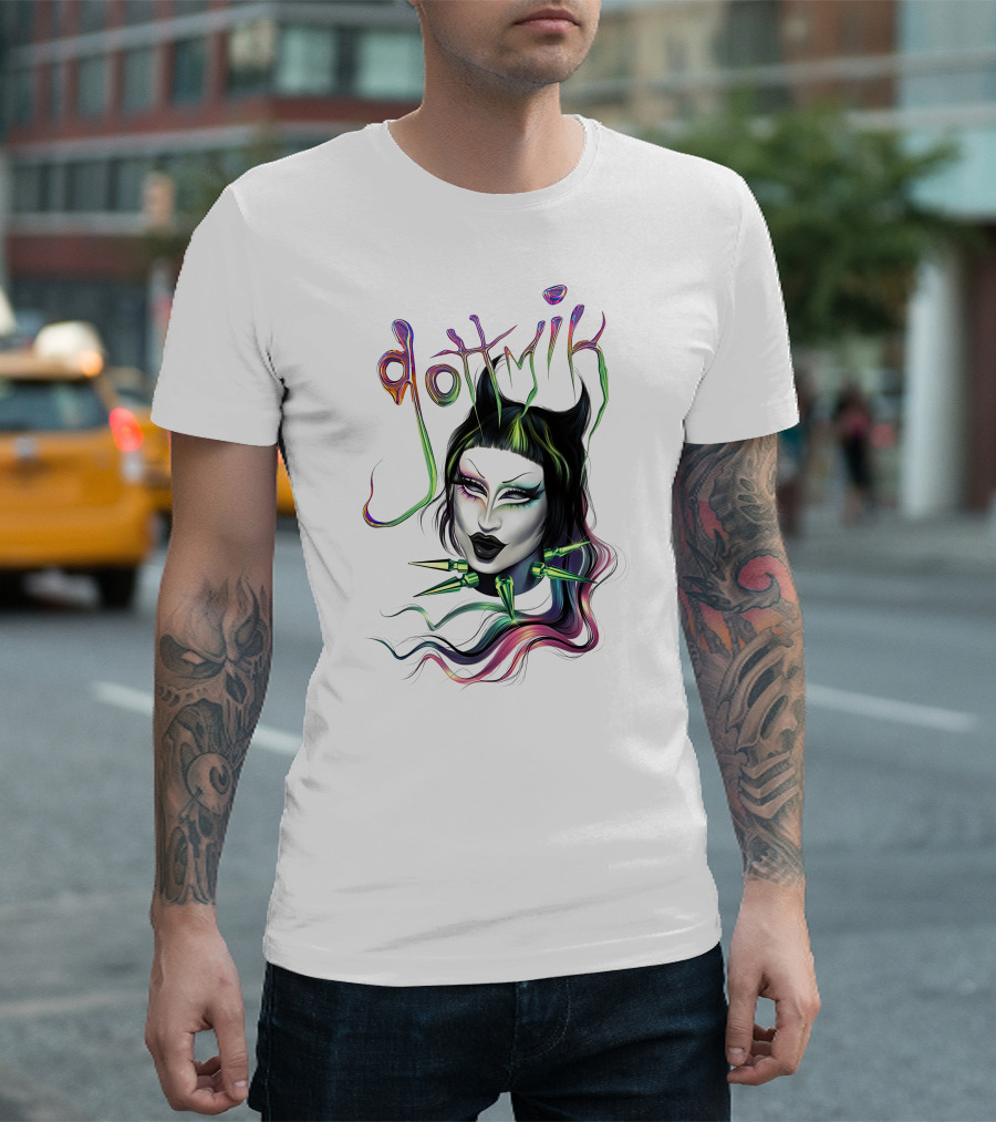 gottmik Black Cat Ears Spiked Collar Colorful Face T-Shirt