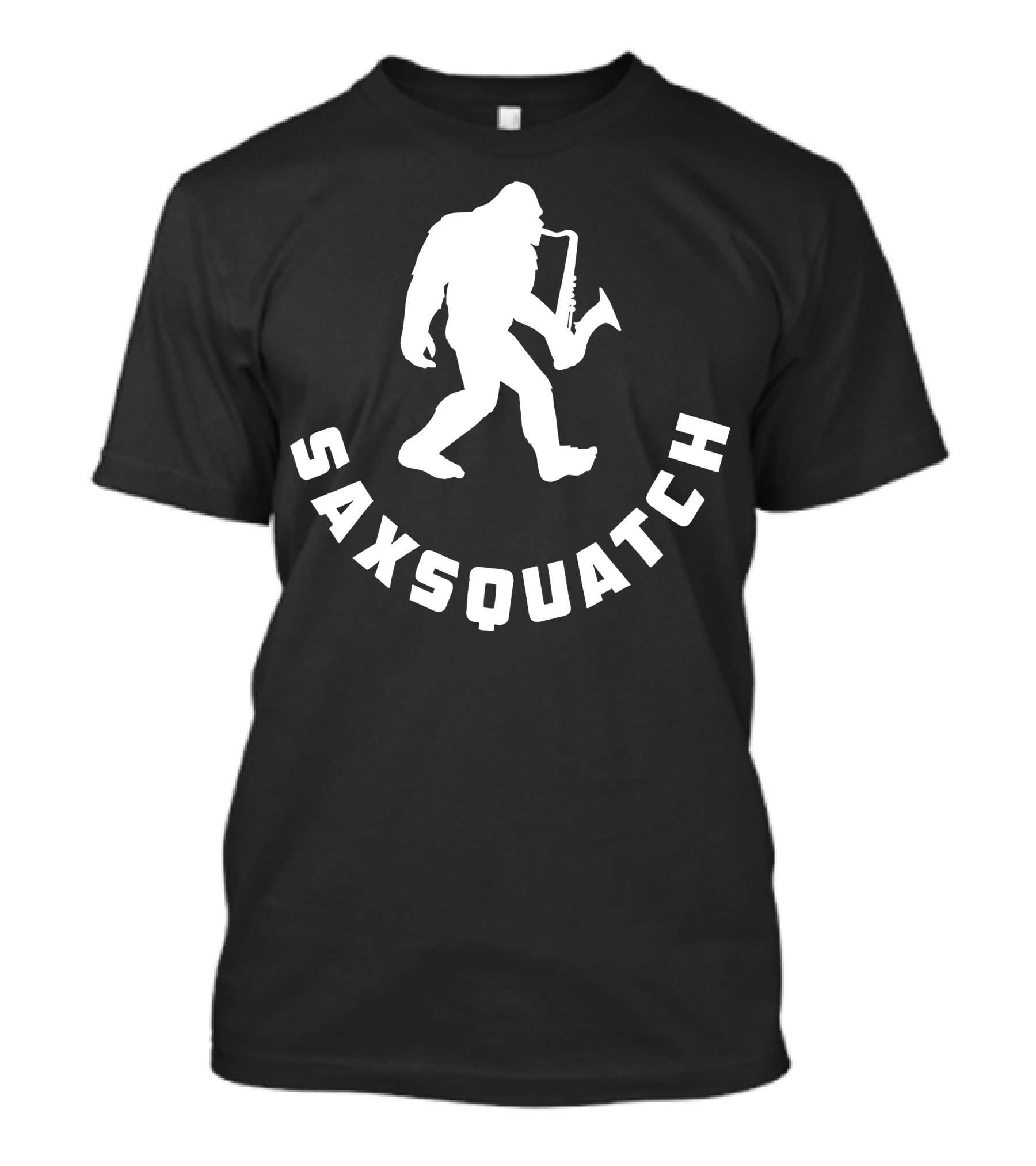 Saxsquatch Saxophone Playing Bigfoot Walking T-Shirt