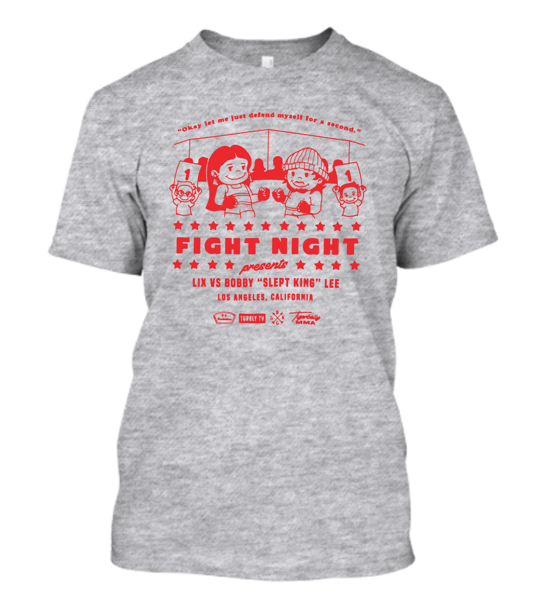 Tigerbelly TV Fight Night Presents Lix Vs Bobby Slept King Lee Los Angeles California T-Shirt
