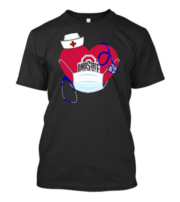 Ohio State Nurse Heart Stethoscope Mask T-Shirt