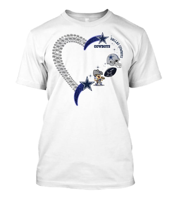 Dallas Cowboys Heart Logo With Star And Helmet T-Shirt