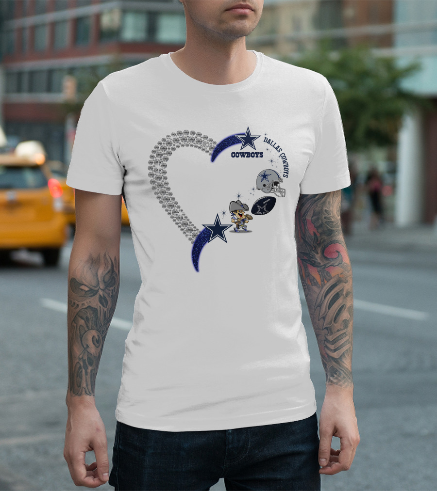 Dallas Cowboys Heart Logo with Star and Helmet T-Shirt