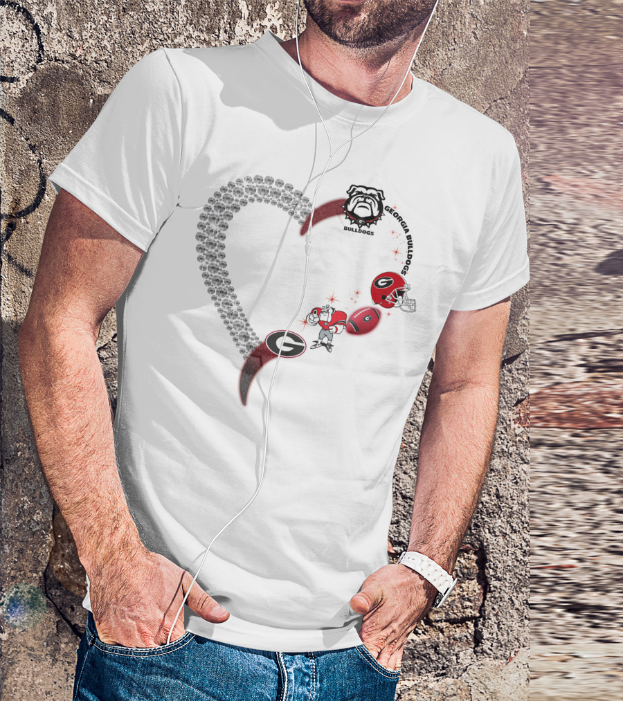 Georgia Bulldogs Heart Logo Football 1808 T-Shirt