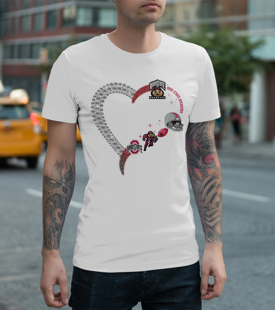 Ohio State Buckeyes Heart Brutus 1908 Football Helmet T-Shirt