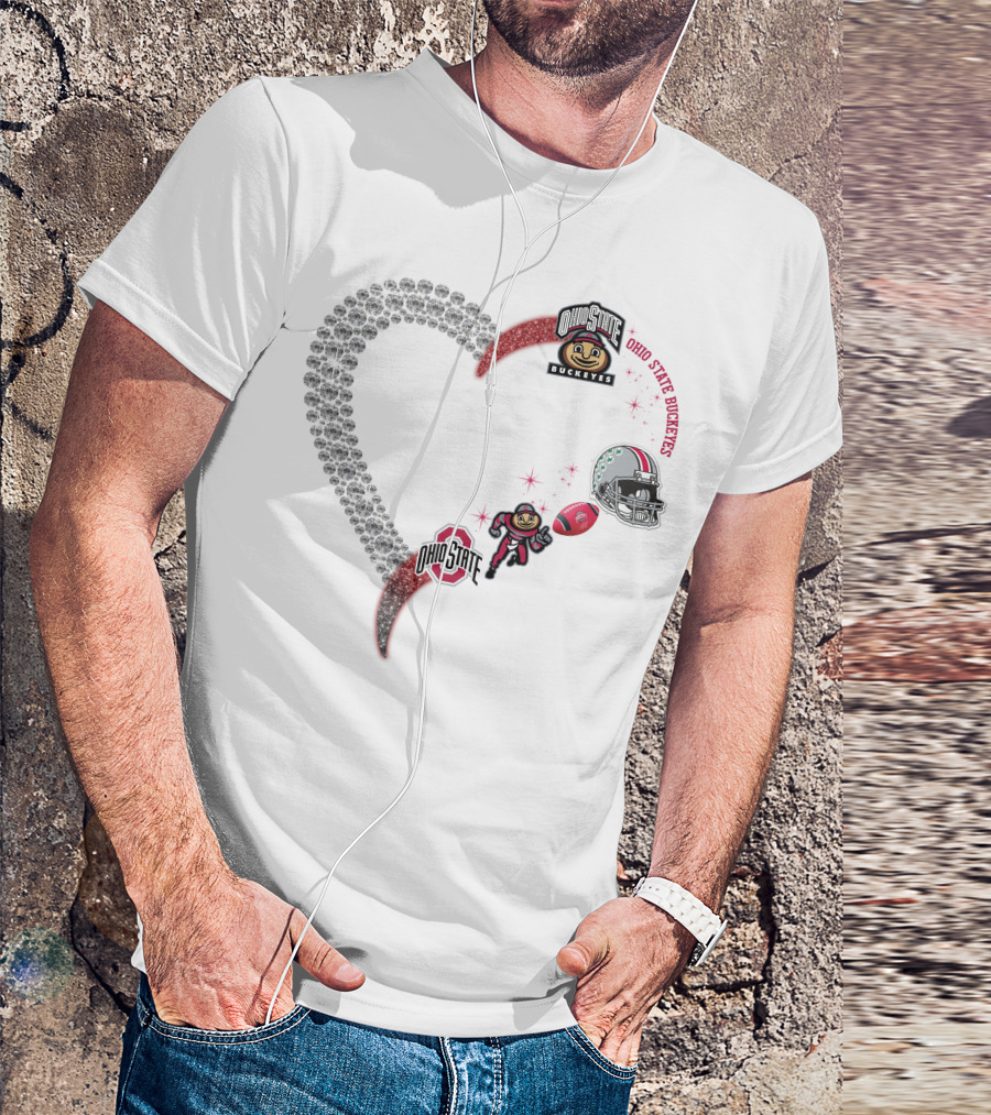 Ohio State Buckeyes Heart Brutus 1908 Football Helmet T-Shirt