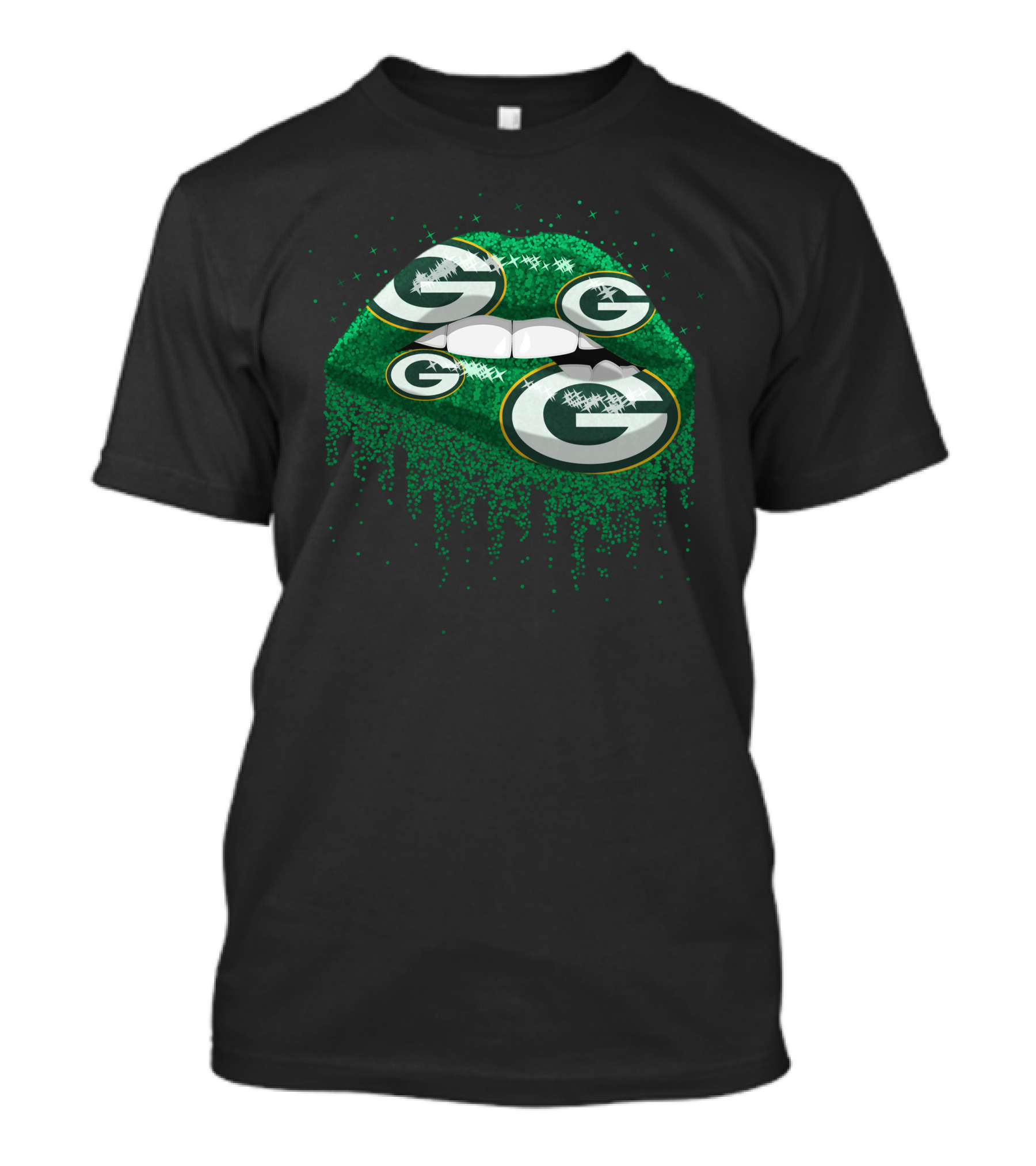 Green Bay Packers Glitter Lips T-Shirt