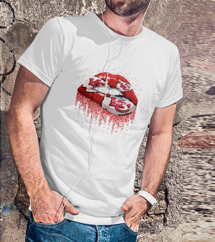 Kansas City Chiefs Red Glitter Lips T-Shirt