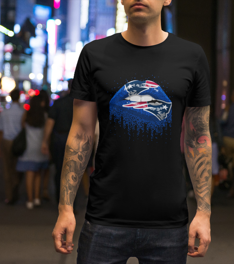 New England Patriots Blue Lips T-Shirt