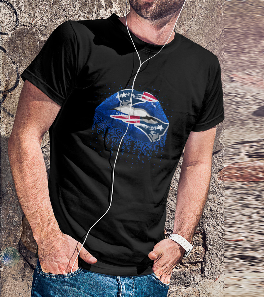 New England Patriots Blue Lips T-Shirt