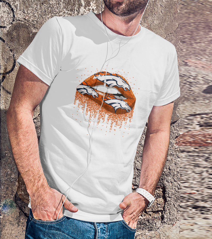 Denver Broncos Glitter Lips T-Shirt