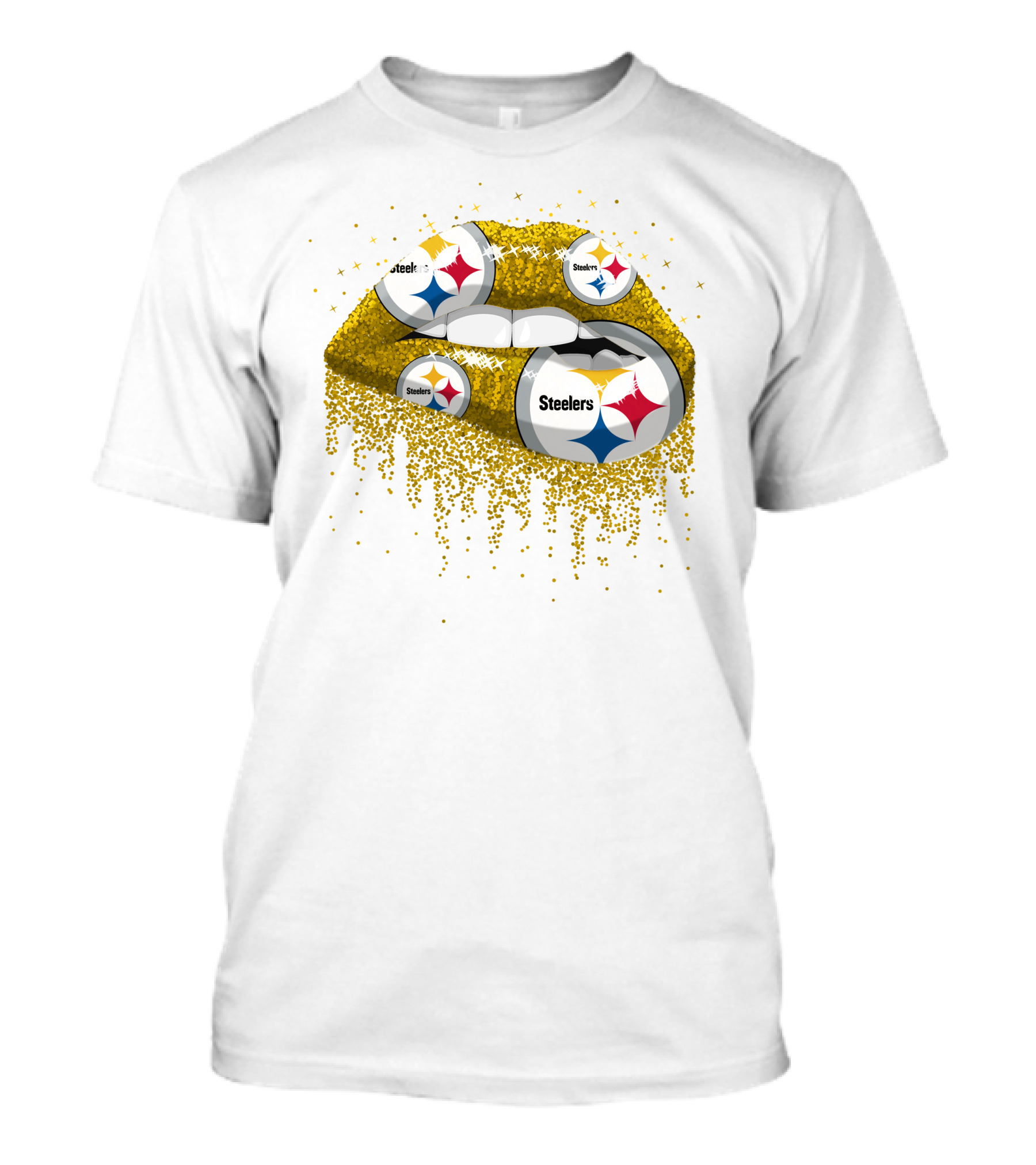 Steelers Glitter Lips Pittsburgh Football T-Shirt