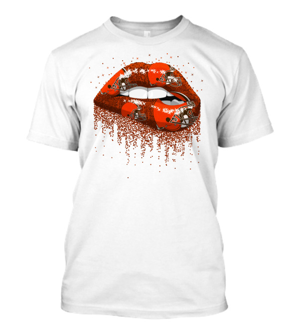Cleveland Browns Helmet Sparkle Lips T-Shirt