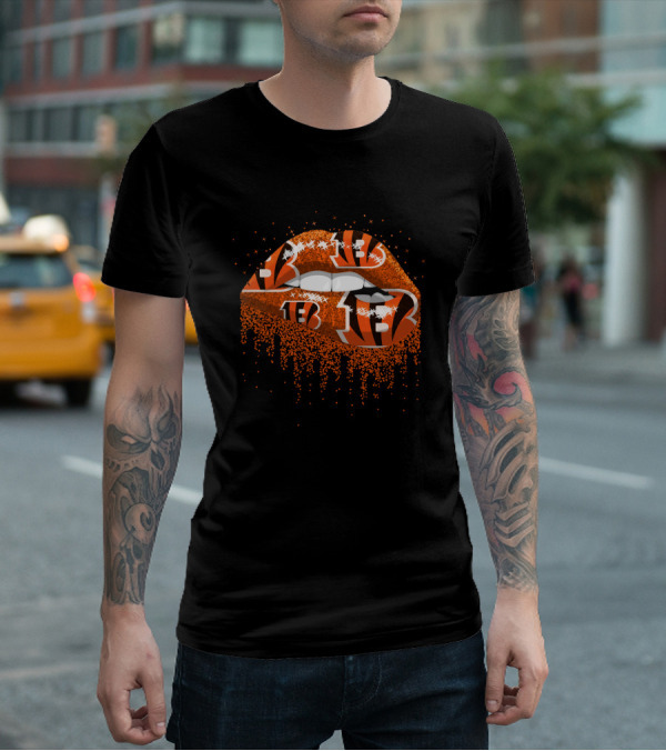 Cincinnati Bengals Tiger Stripe Lips Pattern Fan Merchandise T-Shirt