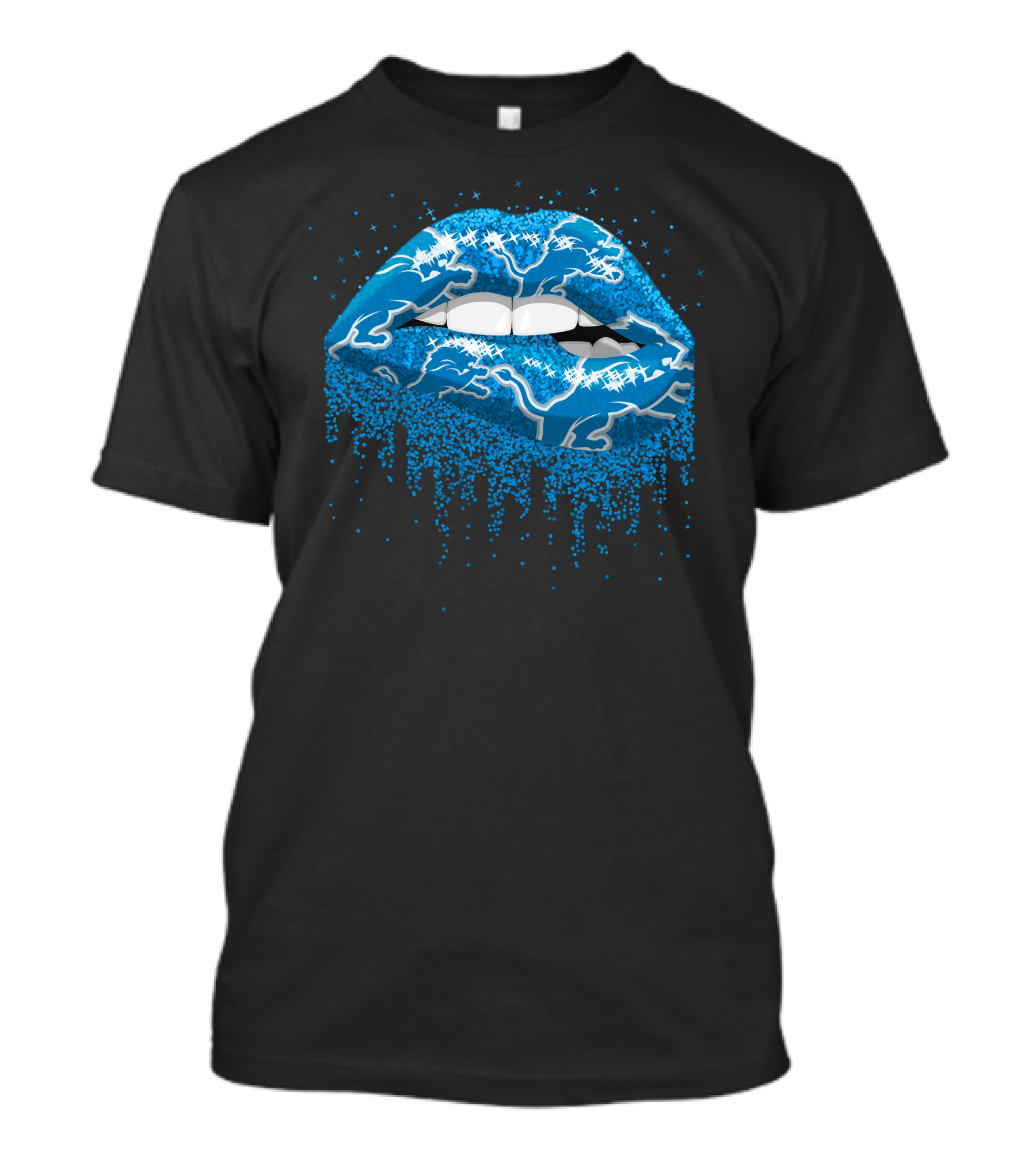 Detroit Lions Blue Dripping Lips T-Shirt