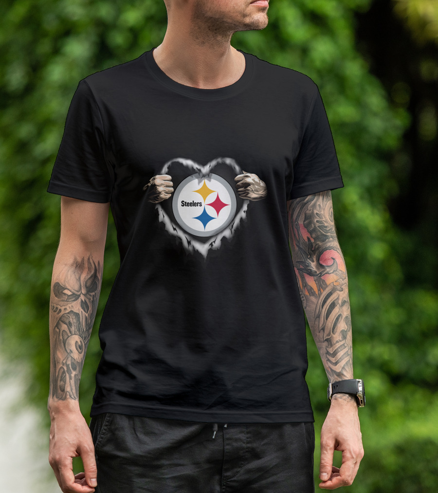 Pittsburgh Steelers Heart Ripped Open T-Shirt
