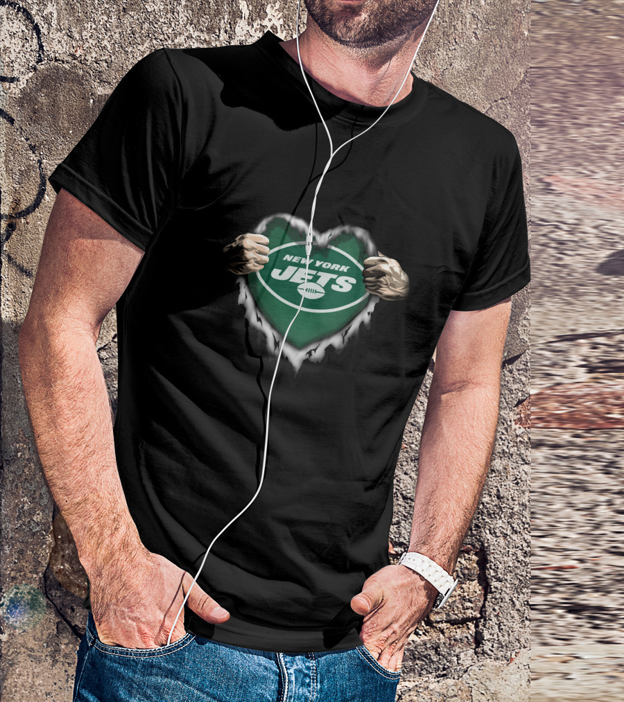 New York Jets Heart Ripped T-Shirt