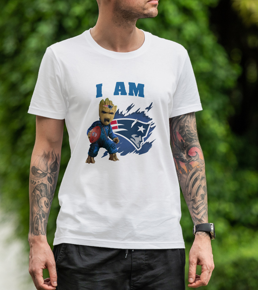I Am Groot New England Patriots Football Character With Team T-Shirt