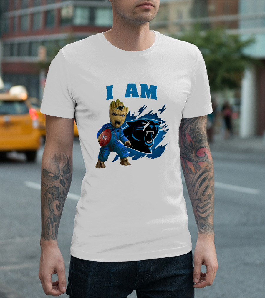 I Am Groot Carolina Panthers NFL Football Groot with Panthers T-Shirt