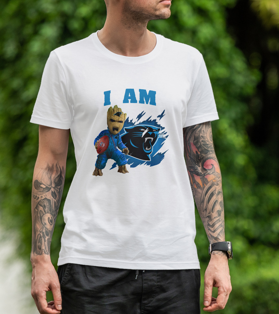 I Am Groot Carolina Panthers NFL Football Groot With Panthers T-Shirt