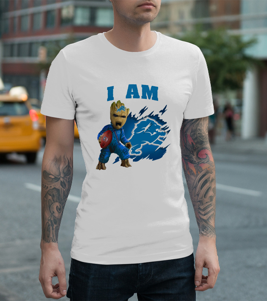 I Am Groot Detroit Lions Football Fan Mashup T-Shirt