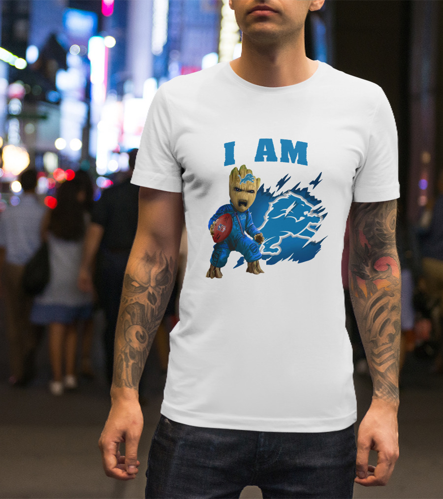 I Am Groot Detroit Lions Football Fan Mashup T-Shirt