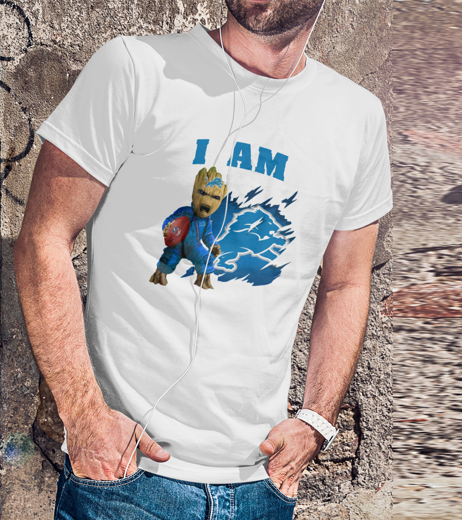 I Am Groot Detroit Lions Football Fan Mashup T-Shirt