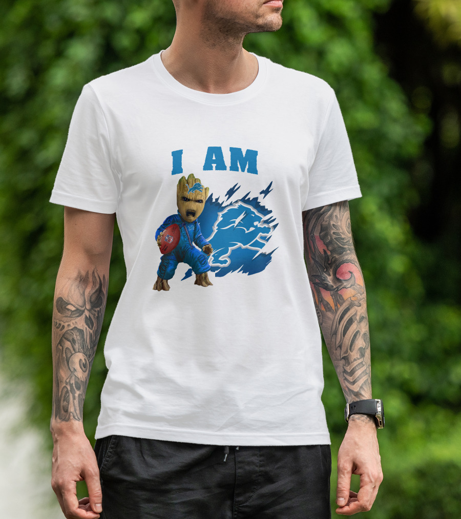 I Am Groot Detroit Lions Football Fan Mashup T-Shirt