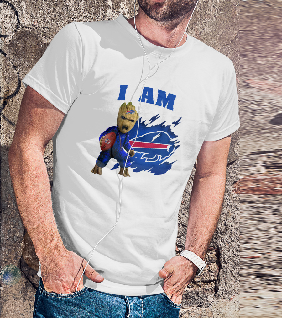 Groot Holding Football Buffalo Bills Logo I Am T-Shirt