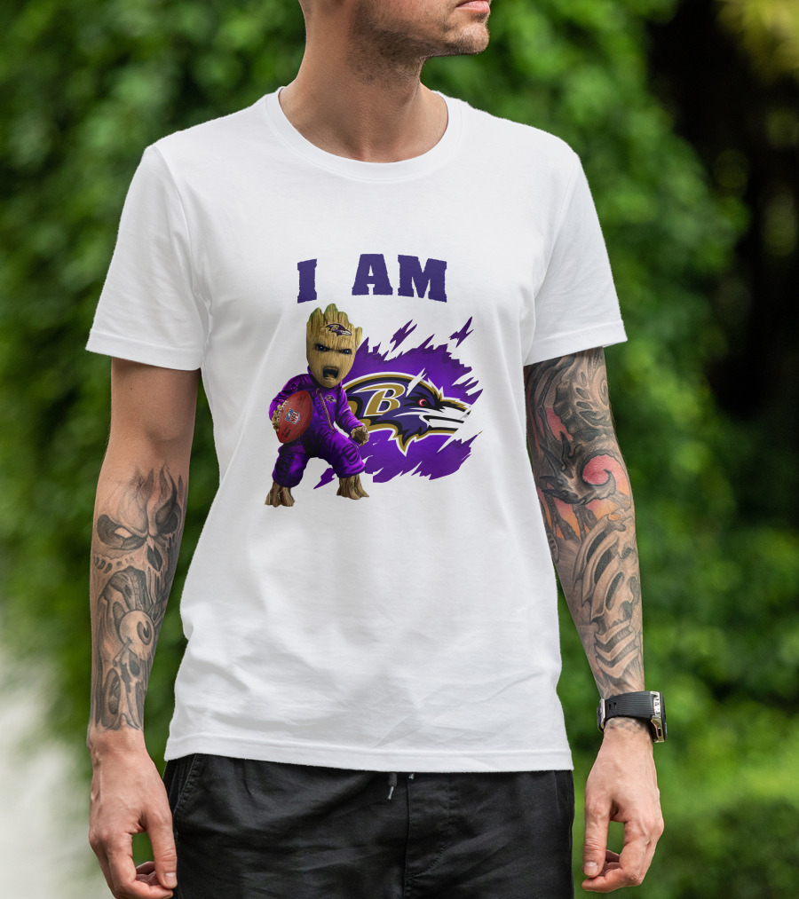 I Am Groot Baltimore Ravens Football Fan T-Shirt