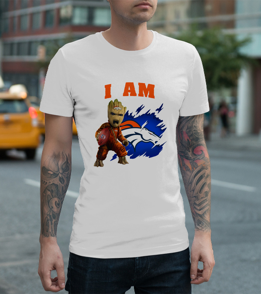 I Am Groot Denver Broncos Football Fan Character T-Shirt