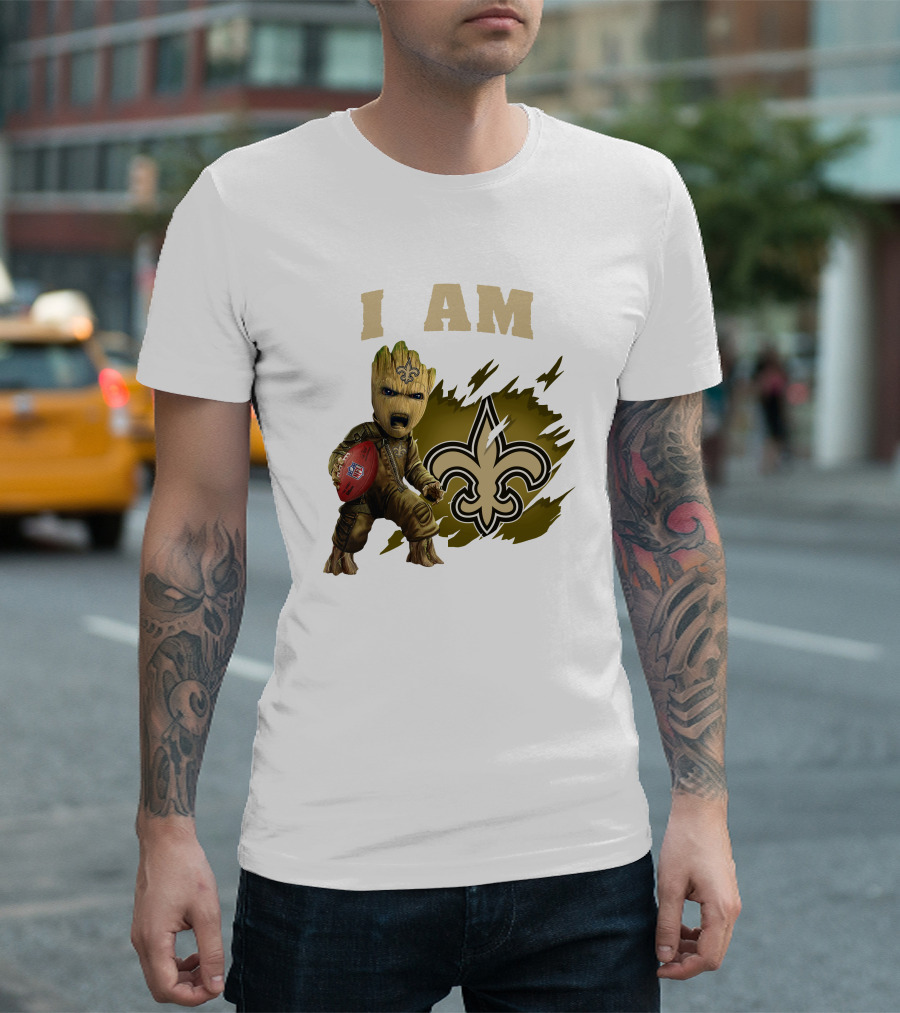 I Am Groot New Orleans Saints Football Fleur-de-lis T-Shirt