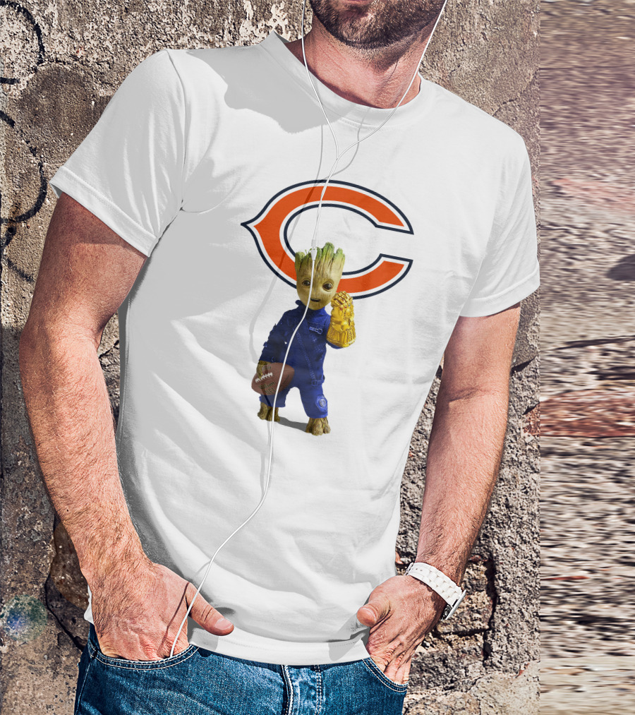 Chicago Bears Groot Football Infinity Gauntlet T-Shirt