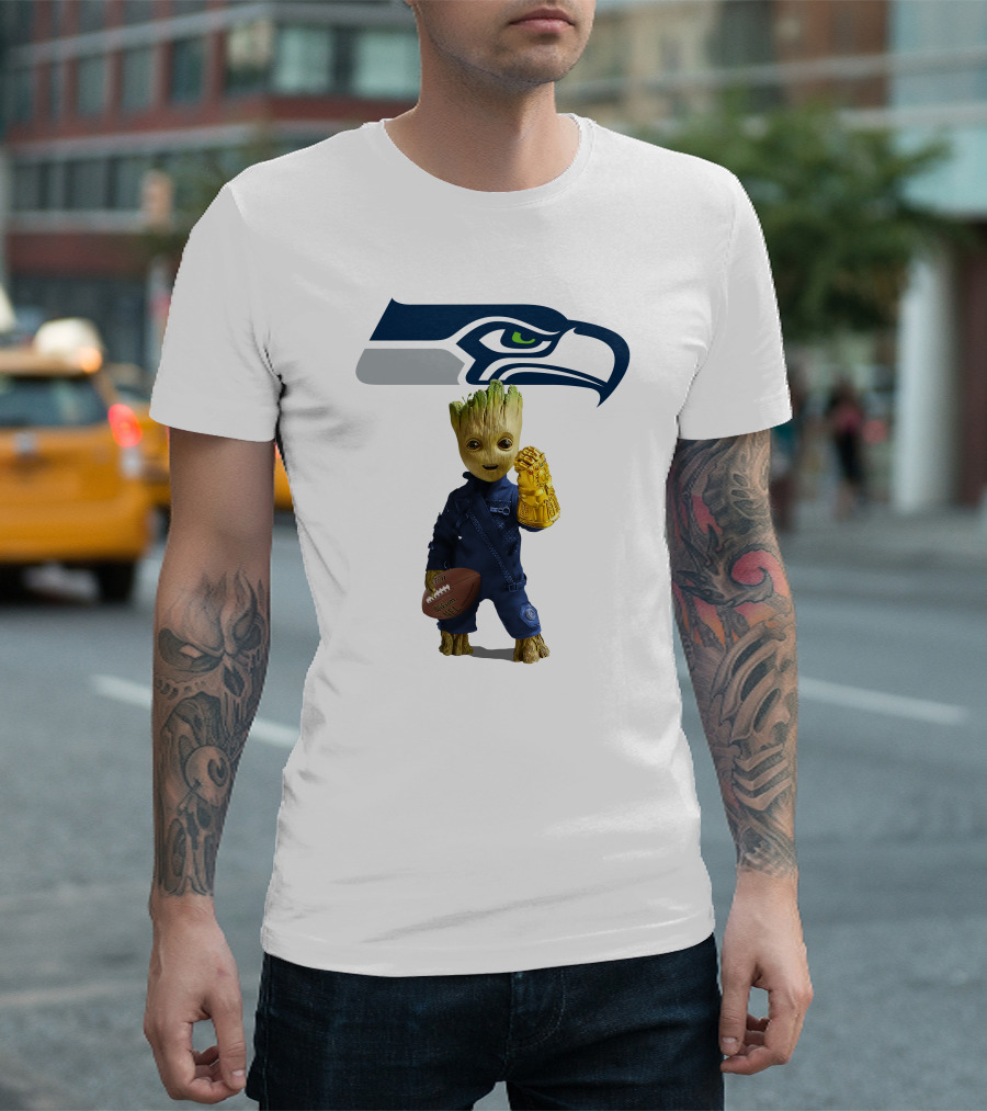 Seattle Seahawks Groot Football Infinity Glove T-Shirt