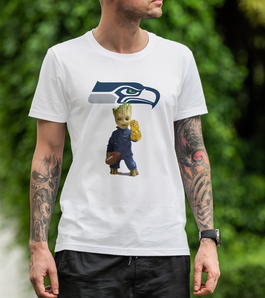 Seattle Seahawks Groot Football Infinity Glove T-Shirt