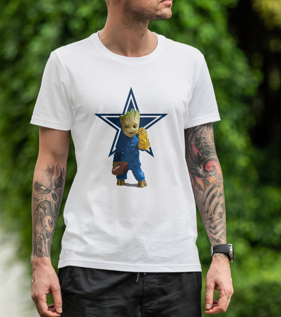 Dallas Cowboys Groot Football Infinity Gauntlet Star T-Shirt