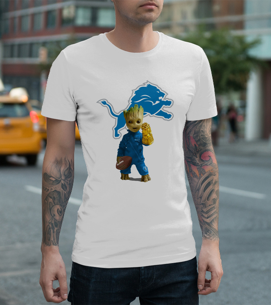 Detroit Lions Groot Avengers Football Mashup T-Shirt