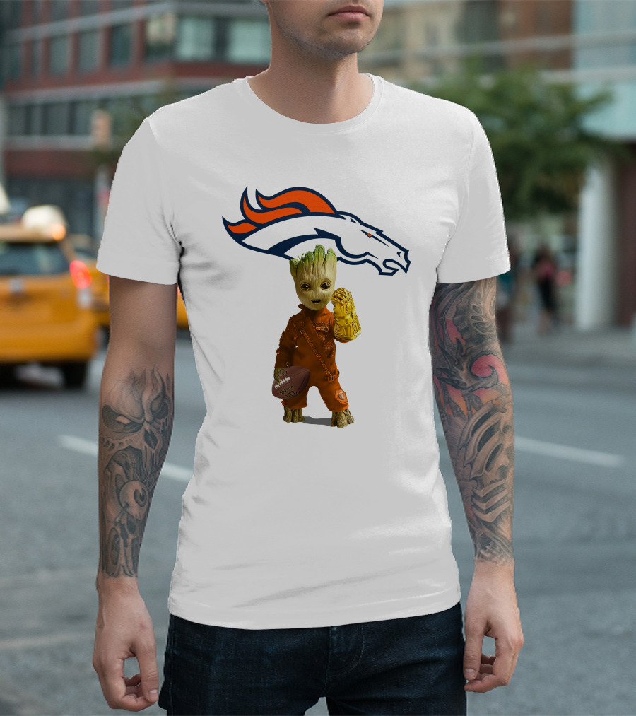 Denver Broncos Groot Infinity Gauntlet Football Fan T-Shirt