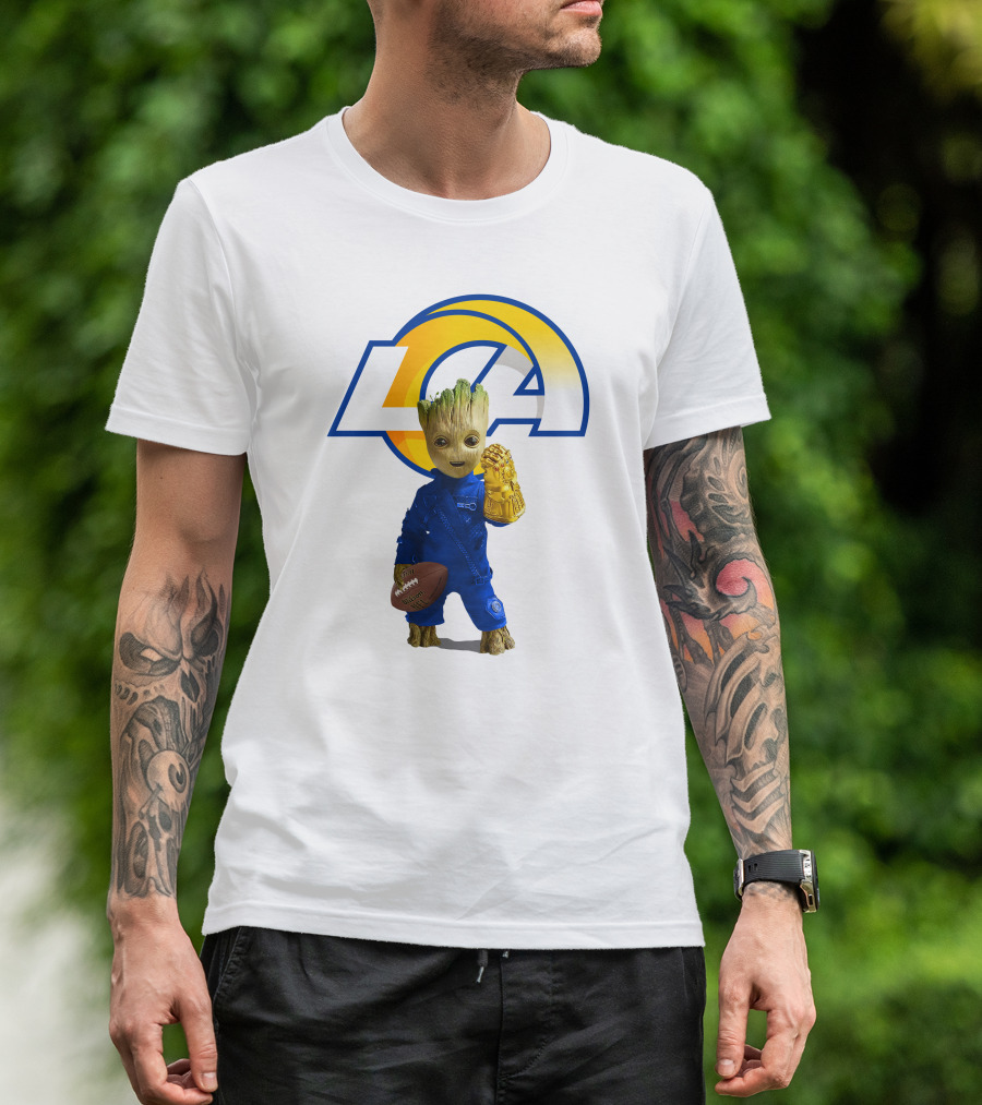 Los Angeles Rams Groot Football Infinity Gauntlet T-Shirt