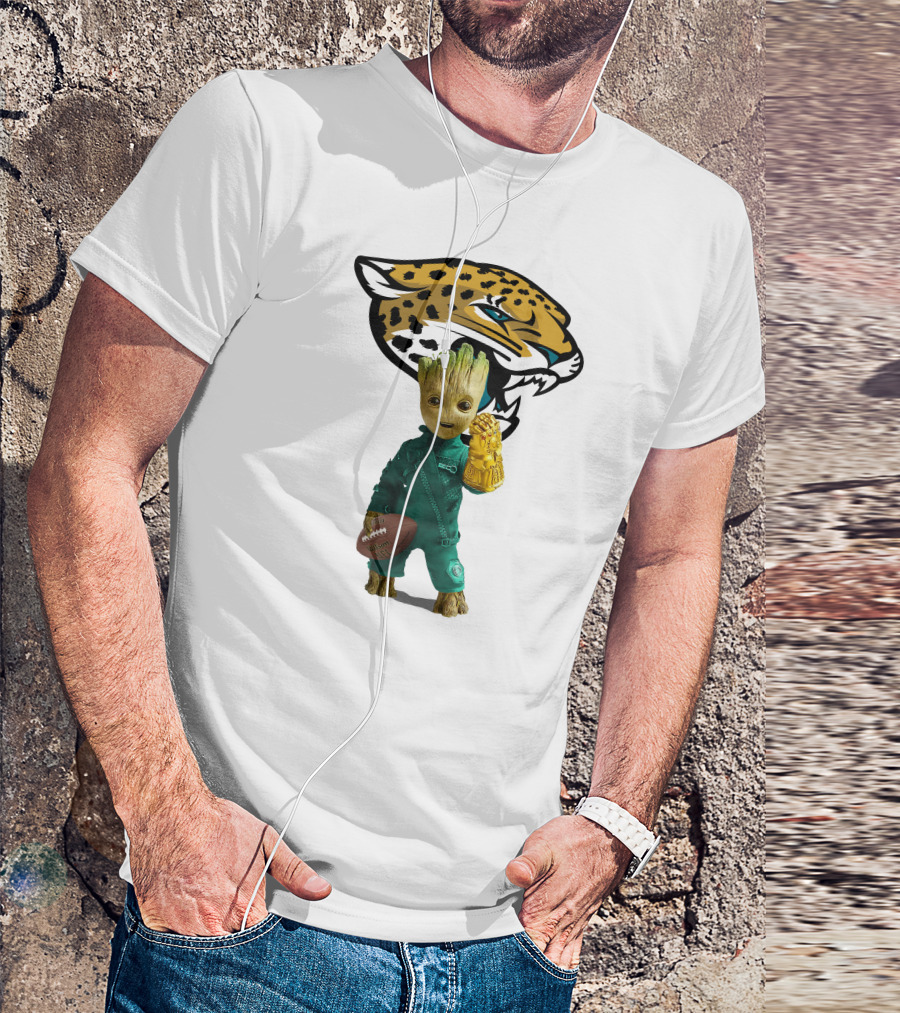 Jacksonville Jaguars Groot Football Infinity Gauntlet T-Shirt